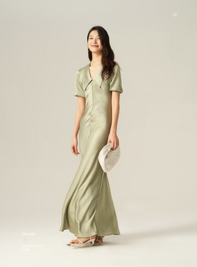 安上THE AES低调的精雅 醋酸树皮皱 自然艺术气息 修身连衣裙新色