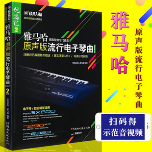湖南文艺社 正版 初学入门五线谱电子琴基础练习曲教材教程曲谱书 流行歌曲电子琴琴谱歌曲教程 流行电子琴曲2 雅马哈 原声版