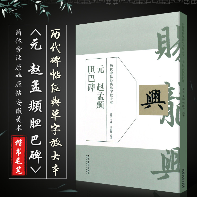 正版元 赵孟頫胆巴碑 历代碑帖经典单字放大本 楷书毛笔书法字帖临摹入门教材 简体旁注原碑原帖 安徽美术 赵体楷书训练字帖教程书