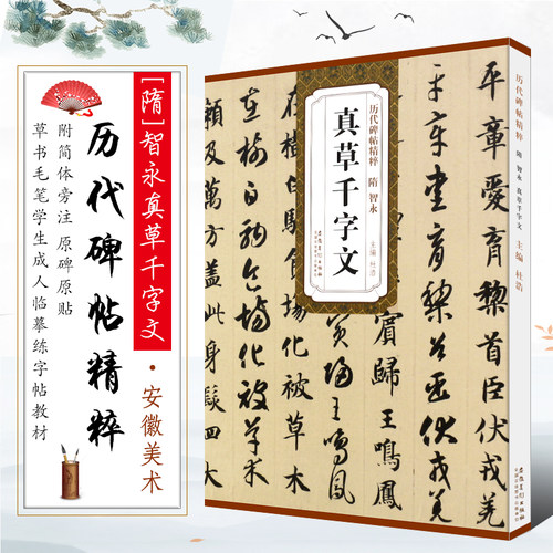 正版隋 智永真草千字文 历代碑帖精粹 简体旁注 真书草书楷书毛笔书法临摹练字帖教材 安徽美术 学生成人古帖楷书字帖书法培训教程
