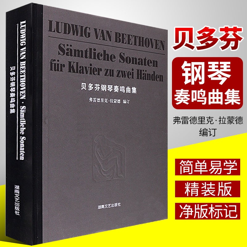 正版贝多芬钢琴奏鸣曲集精装版湖南文艺出版社贝多芬钢琴谱音乐名家名曲赏析钢琴乐谱钢琴基础练习曲教材教程贝多芬奏鸣曲集