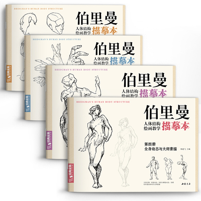 正版全套4册 伯里曼描摹本 人体结构绘画教学 头部手足结构躯干四肢全身动态与大师素描 杨建飞编 人物速写入门基础绘画临摹书