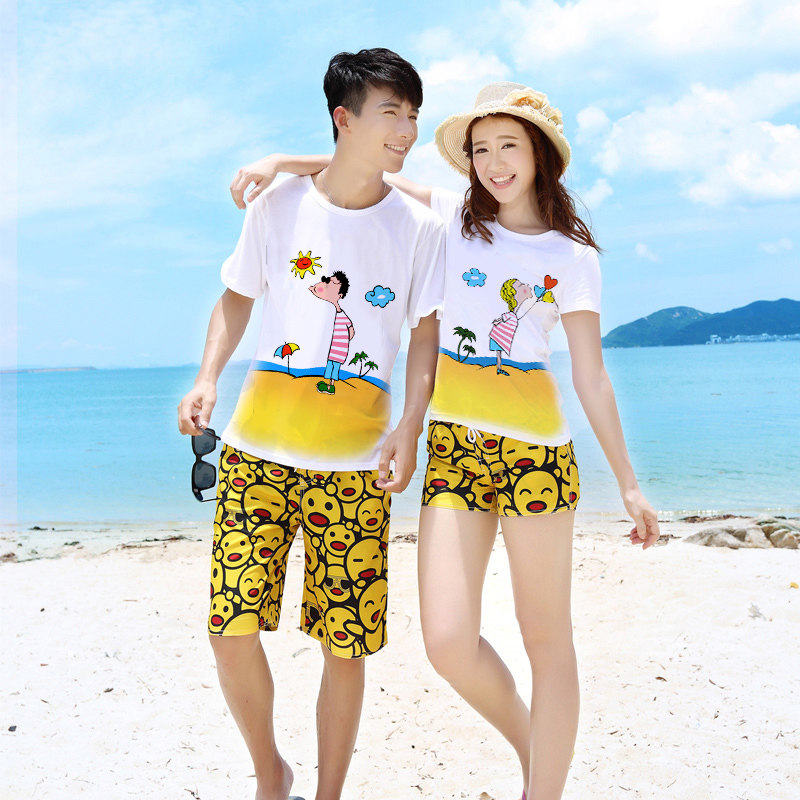 海边蜜月度假新款韩版情侣装T恤旅游夏装潮沙滩短袖短裤学生套装|ruв категории Женская одежда, футболка - от Buy2taobao.com для оказания профессиональной услуги покупки агента Taobao