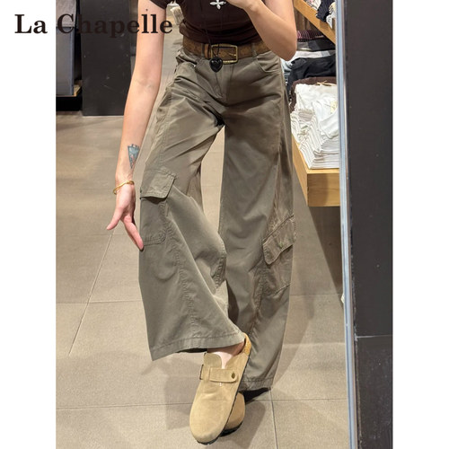 拉夏贝尔阔腿牛仔裤女