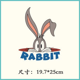 潮牌卡通冒泡小兔子T恤卫衣印花图案贴柯式A级过粉热转印烫画贴