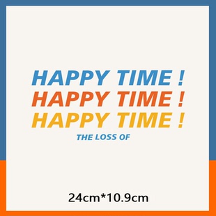 欢乐时光潮牌卡通字母印花胶印图案贴白墨A级过粉热转印烫画爆款