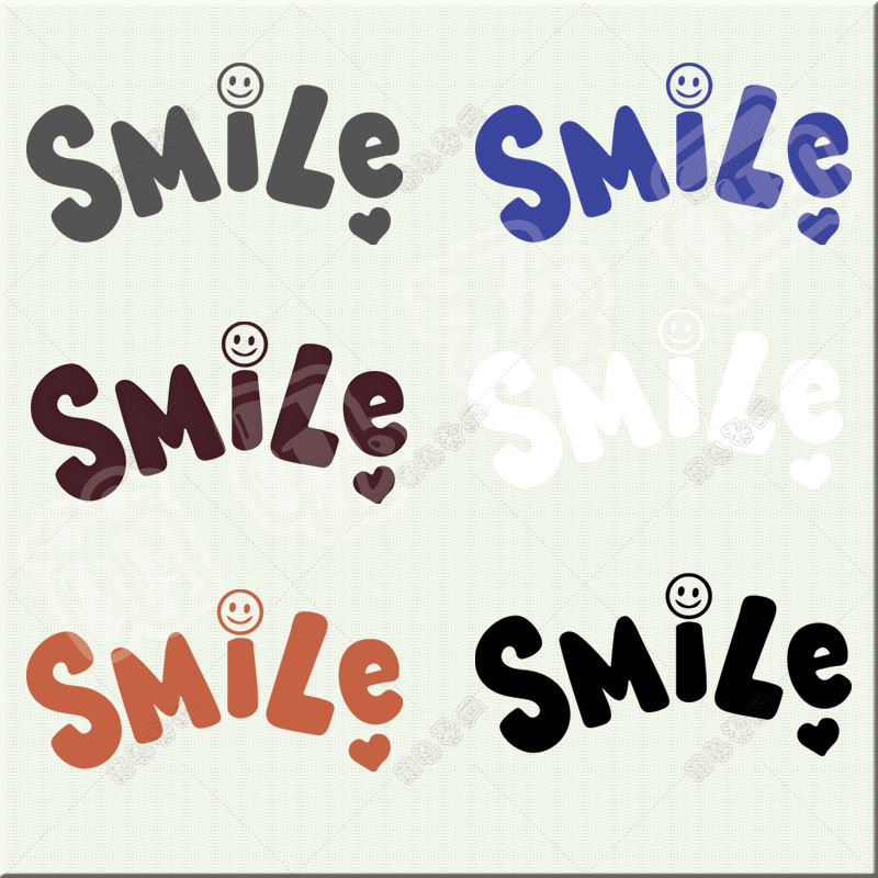 潮牌时尚英文字母Smile微笑热转印卡通笑脸男女个性文字白墨烫画