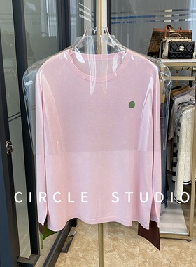 多巴胺拼色 洋气减龄圆领套头针织衫女休闲慵懒风宽松长袖上衣