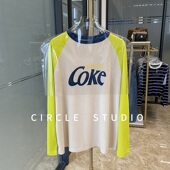 撞色打底衫 时髦精B备 慵懒舒适字母印花圆领休闲长袖 T恤女上衣