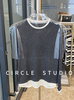 bi入推荐！ MIU风层次感假两件chao细美利奴羊毛套头针织衫打底衫