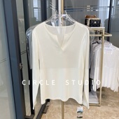 T恤女 新疆棉时髦半开门襟设计感打底衫 百搭单品 160支天丝羊毛