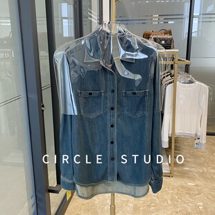 醋酸显瘦正肩重磅复古水洗宽松休闲牛仔衬衫 衬衣外套 棉 酷飒好穿