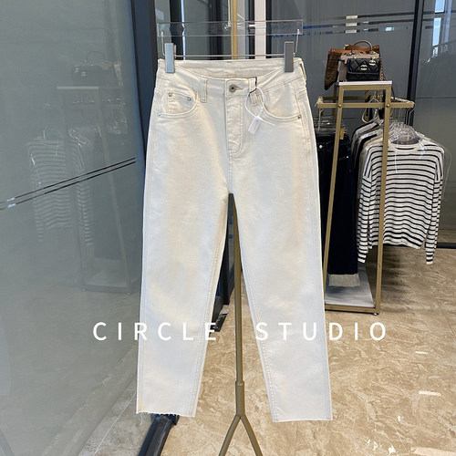 直筒9分法棍牛仔裤高弹棉显腿直