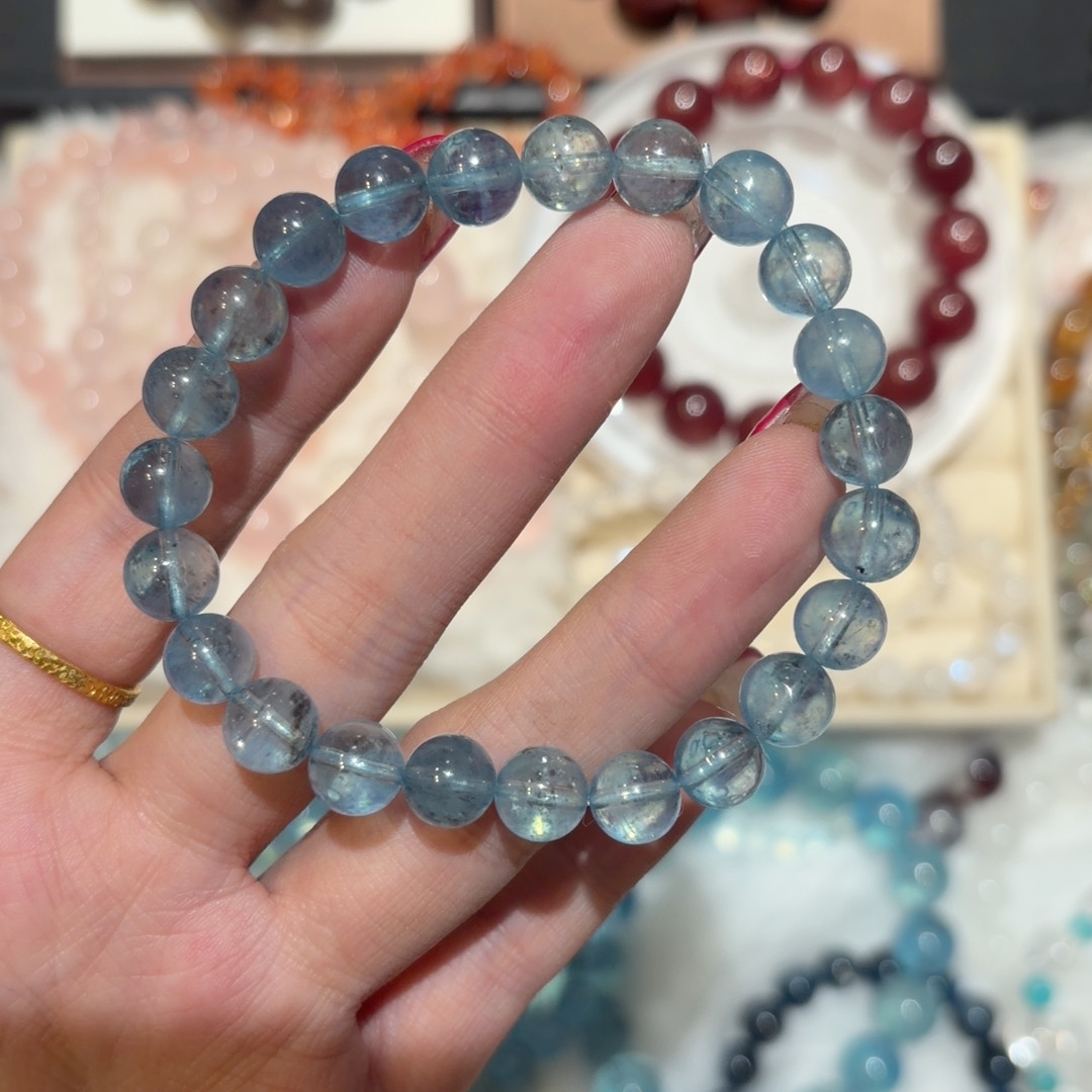 海蓝宝手串小毕业级稀有料带爆闪,饰品/流行首饰/时尚饰品新,手饰/手串,淘宝优惠券,粉丝福利购,淘宝优惠卷