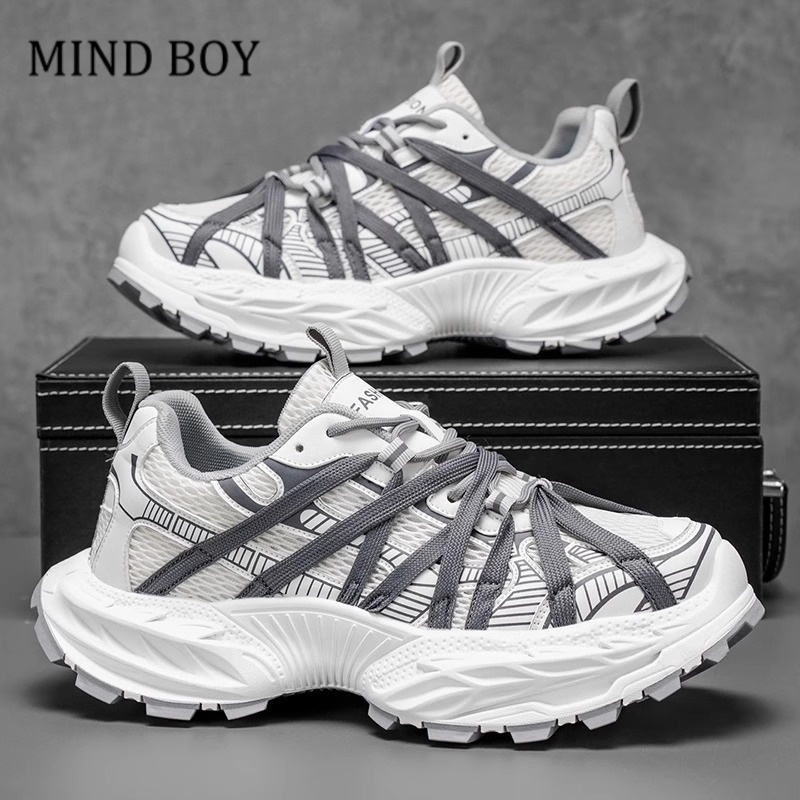 MIND BOY潮款男鞋2025夏季网面透气运动鞋潮男时尚百搭休闲老爹鞋