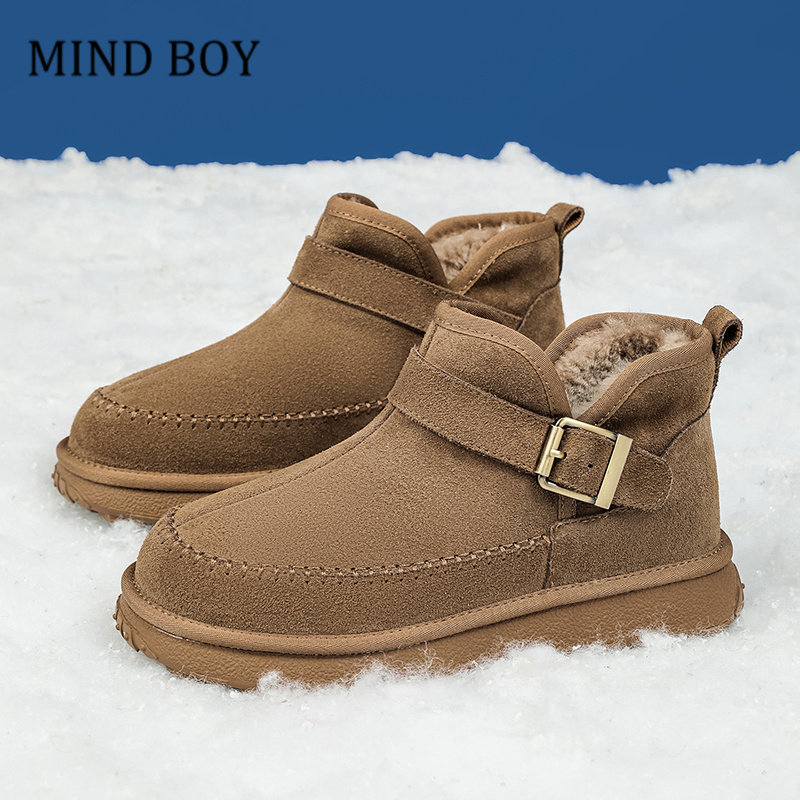 MIND BOY冬季加绒雪地靴男女厚底增高东北防寒棉鞋英伦复古保暖鞋