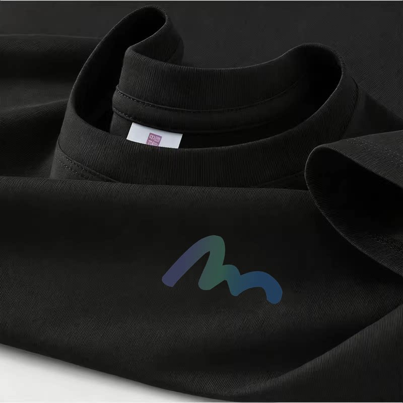 奥特莱斯纯棉男士黑色短袖T恤男女同款情侣圆领体恤简约百搭上衣