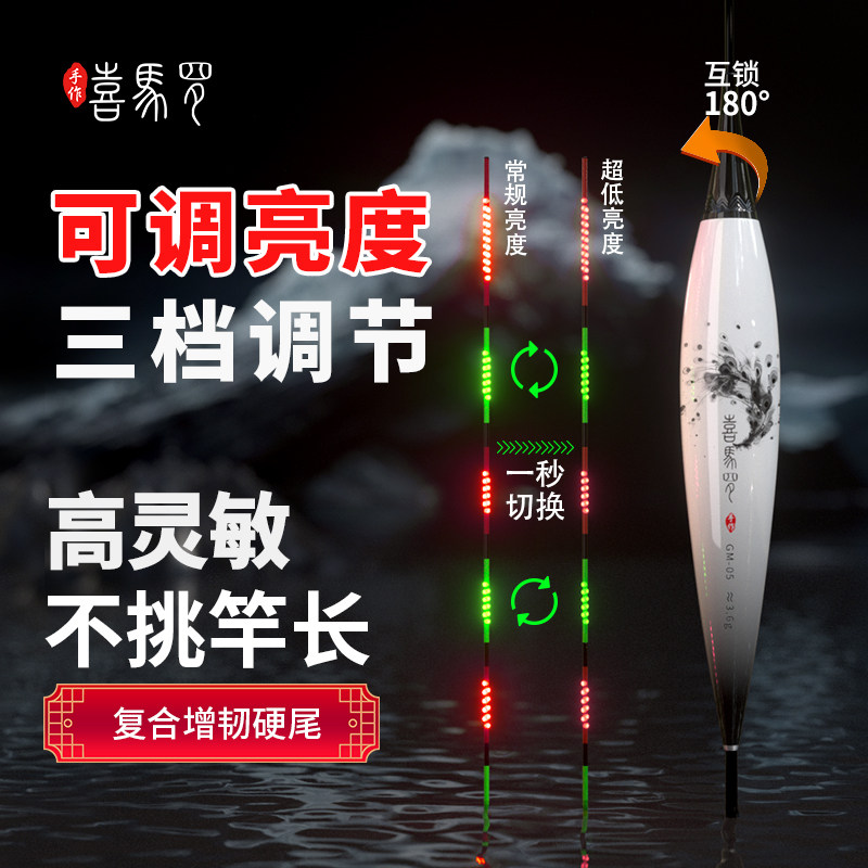 喜马罗GM可调光夜光漂高灵敏电子夜光鱼漂日夜两用电子漂鲫鱼鲤鱼