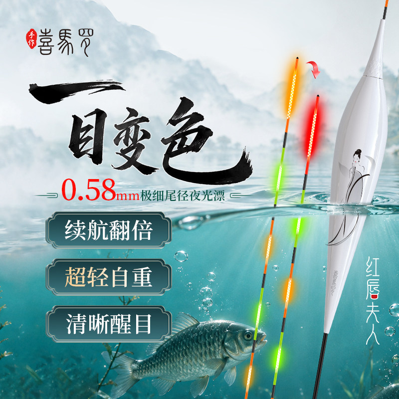 喜马罗一目变色0.58极细夜光漂LED电子漂高灵敏咬钩变色鲫鲤鱼漂