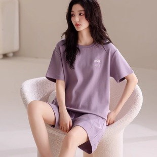 可外穿简约运动套头家居服薄款 2025新款 纯棉短裤 短袖 睡衣女士夏季