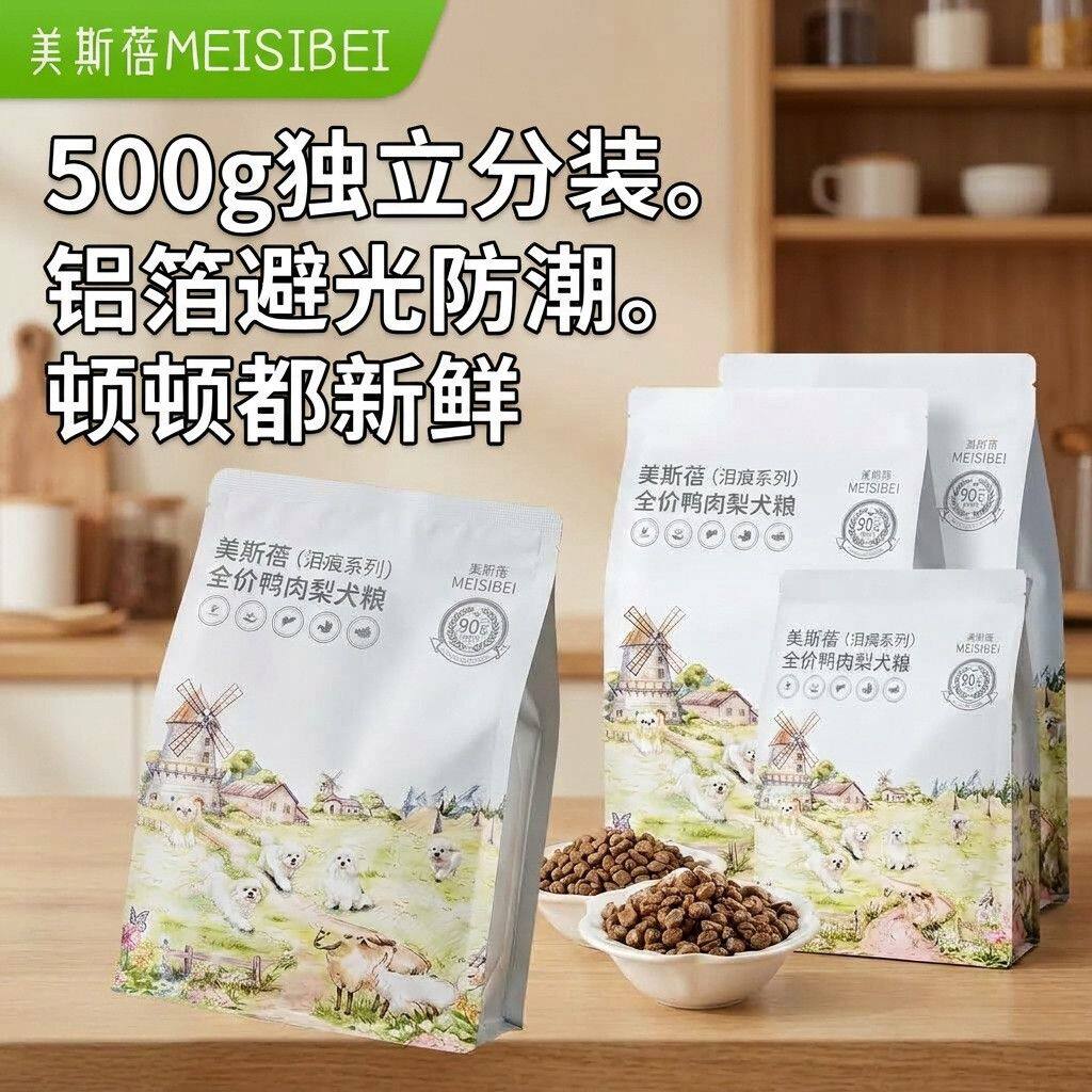 美斯蓓狗粮正品鸭肉梨低温烘焙高蛋白鲜肉清火淡泪痕成幼犬通用粮