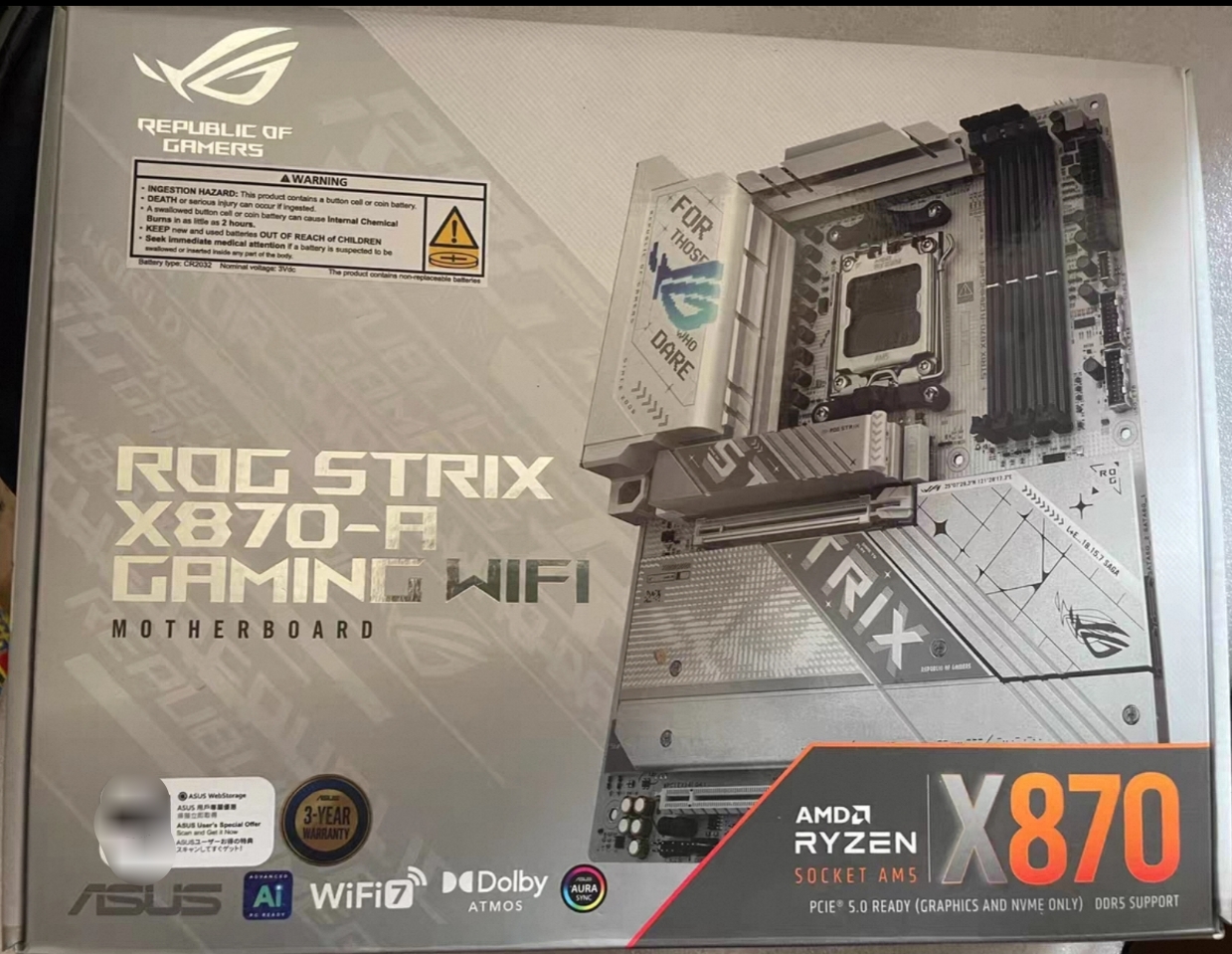 华硕ROG STRIX X870-A GAMING WIFI吹雪主板AM5支持7800x9950xcpu