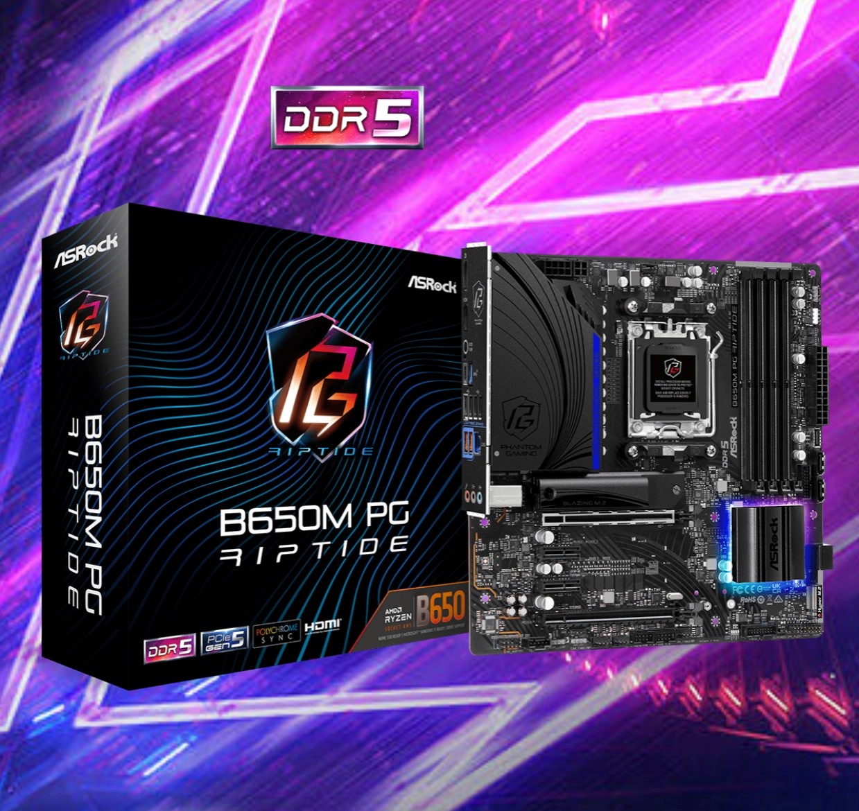 华擎B650M PG Riptide黑潮风暴主板am5支持7800x 9700x 9950xcpu图片
