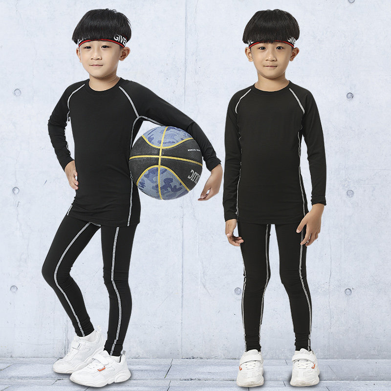 秋冬季男童篮球服内搭紧身衣儿童男足球套装篮球服打底紧身衣男童
