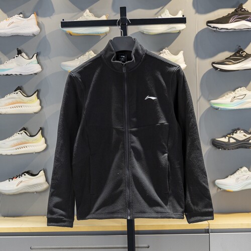 李宁男子立领开衫摇粒绒上衣