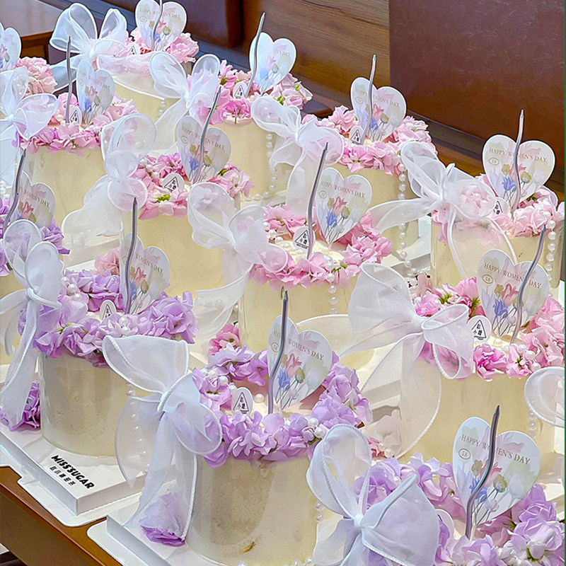 3.8女神节氛围感裱花鲜花蛋糕装饰母亲节印花爱心卡DIY蝴蝶结丝带,节庆用品/礼品,蛋糕/烘焙装饰用品,淘宝优惠券,粉丝福利购,淘宝优惠卷