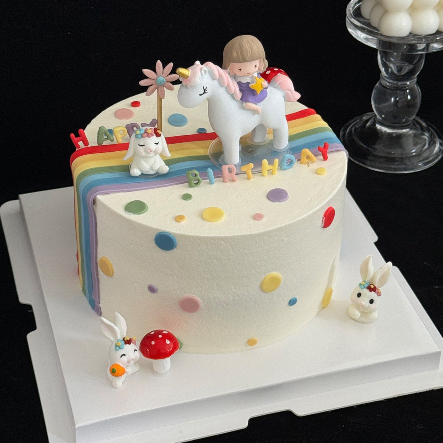 网红马年女宝宝满月生日蛋糕装饰卡通骑马女孩大彩虹迷你小兔插件,节庆用品/礼品,蛋糕/烘焙装饰用品,淘宝优惠券,粉丝福利购,淘宝优惠卷