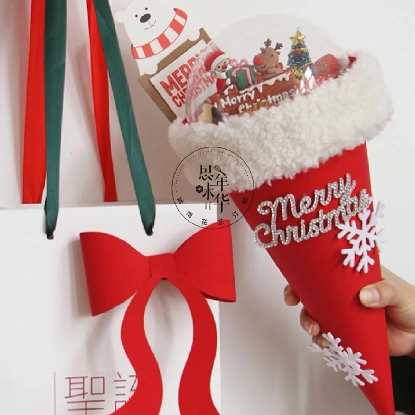 爆款圣诞节主题圣诞帽蛋糕装饰