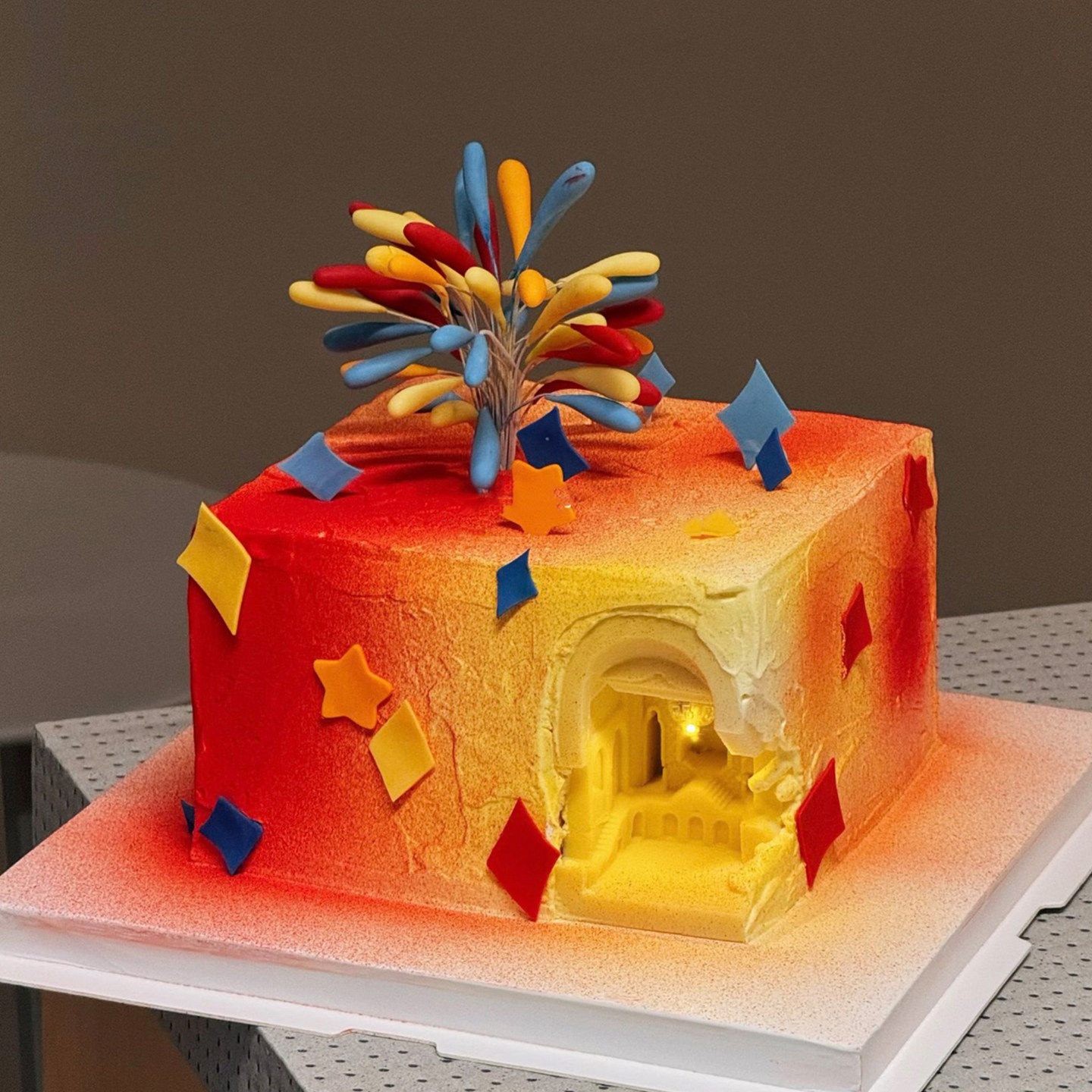 网红2026新年除夕夜手绘礼花宫殿蛋糕装饰新春仪式感星芒彩花装扮,节庆用品/礼品,蛋糕/烘焙装饰用品,淘宝优惠券,粉丝福利购,淘宝优惠卷