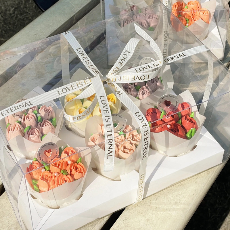 网红3.8女神妇女节郁金香纸杯拼盘4粒6粒手提打包盒丝带蛋糕甜品,节庆用品/礼品,蛋糕/烘焙装饰用品,淘宝优惠券,粉丝福利购,淘宝优惠卷