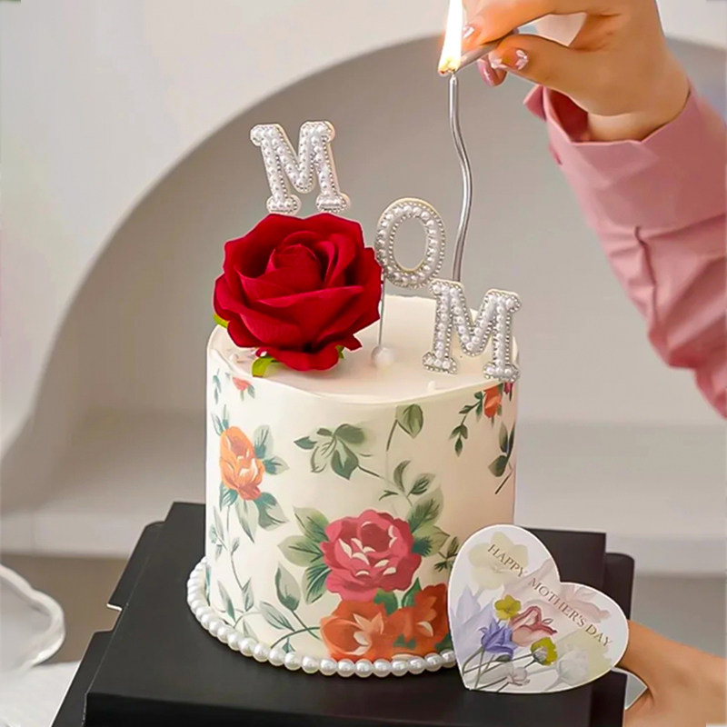 复古5.11母亲节玫瑰花蛋糕装饰鲜花印花围边珍珠MOM爱心卡片插件,节庆用品/礼品,蛋糕/烘焙装饰用品,淘宝优惠券,粉丝福利购,淘宝优惠卷