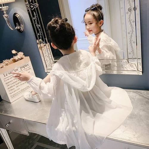 女童防晒衣2026新款夏季中大童轻薄透气外套连帽中长款防晒服儿童