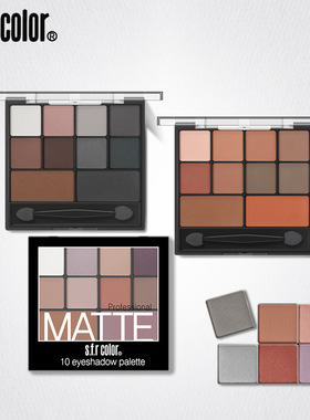 SFR COLOR eyeshadow 10色哑光眼影盘南瓜色烟熏妆淡紫色裸妆眼影