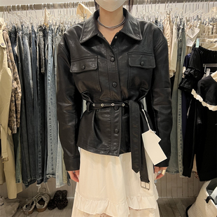 PLNH2025秋季新款韩版设计显瘦蛋白皮柔软气质收腰PU皮衣外套现货
