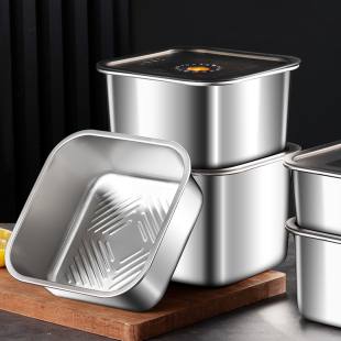 不锈钢方形果酱盆商用调料罐带盖厨房装猪油盆桶收纳佐料盒调味缸