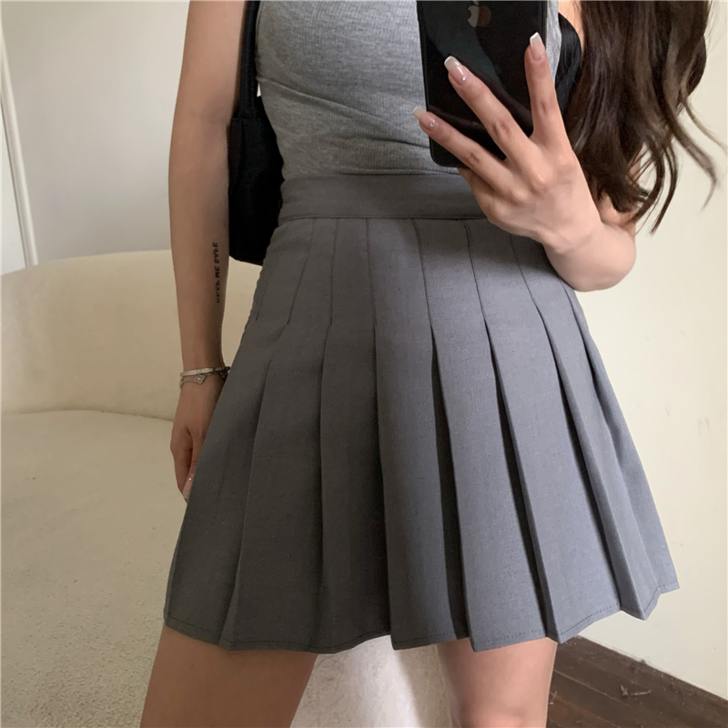 Real price new spring versatile slim high waist pleated skirt