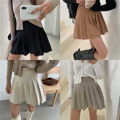 Real price V-neck pit stripe knitted cardigan Top + autumn and winter versatile high waisted pleated skirt