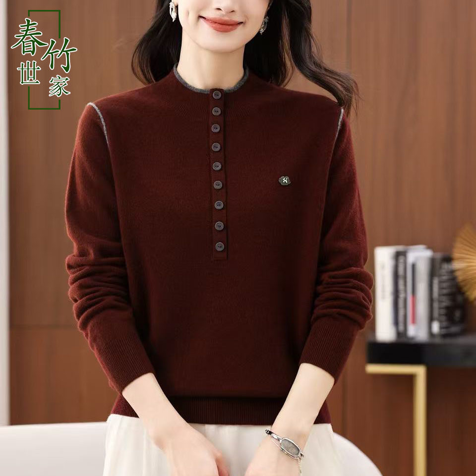 春竹全羊毛针织衫秋空毛衣女装