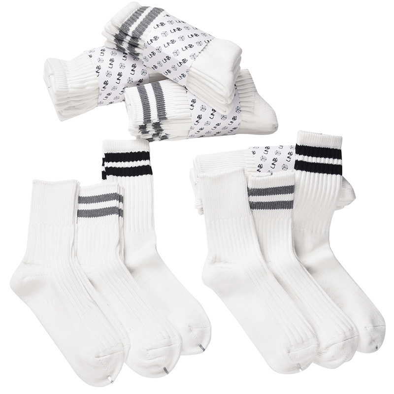 国潮牌纯白色军事复古条纹袜子
