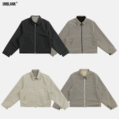 型男士 Unblank 复古千鸟格哈灵顿夹克防泼水双面穿短宽版 翻领外套