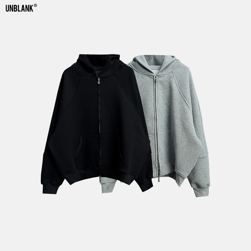 Unblank休闲拉链卫衣帽衫