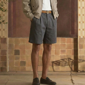 26春夏季 高定老钱拉伦风直筒休闲中裤 新贵时尚 Unblank 轻奢男裤 子