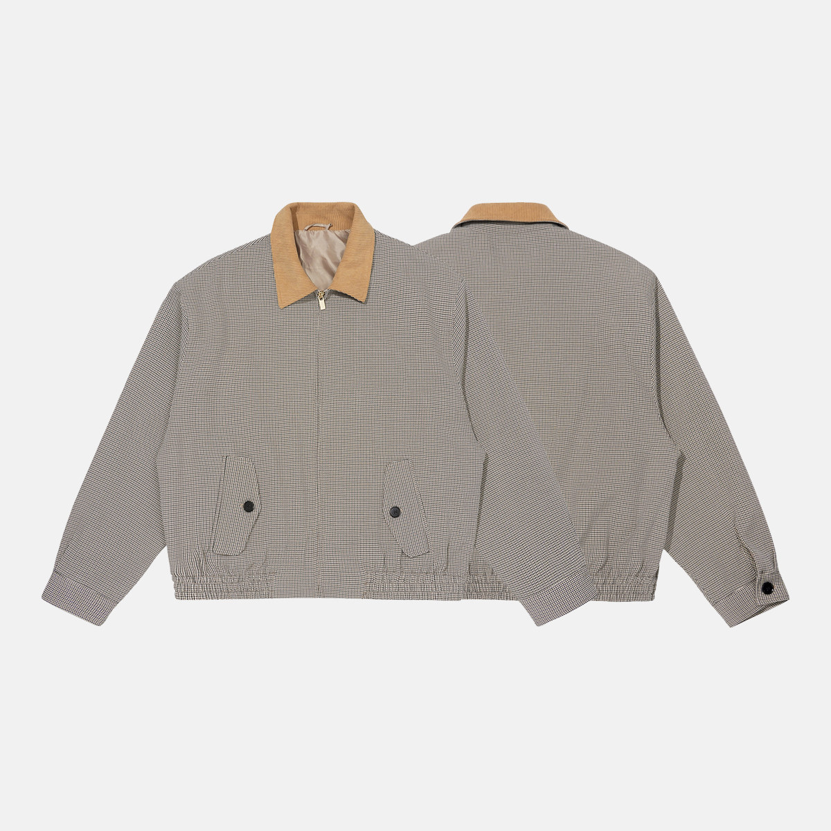 unblank千鸟格哈灵顿翻领夹克