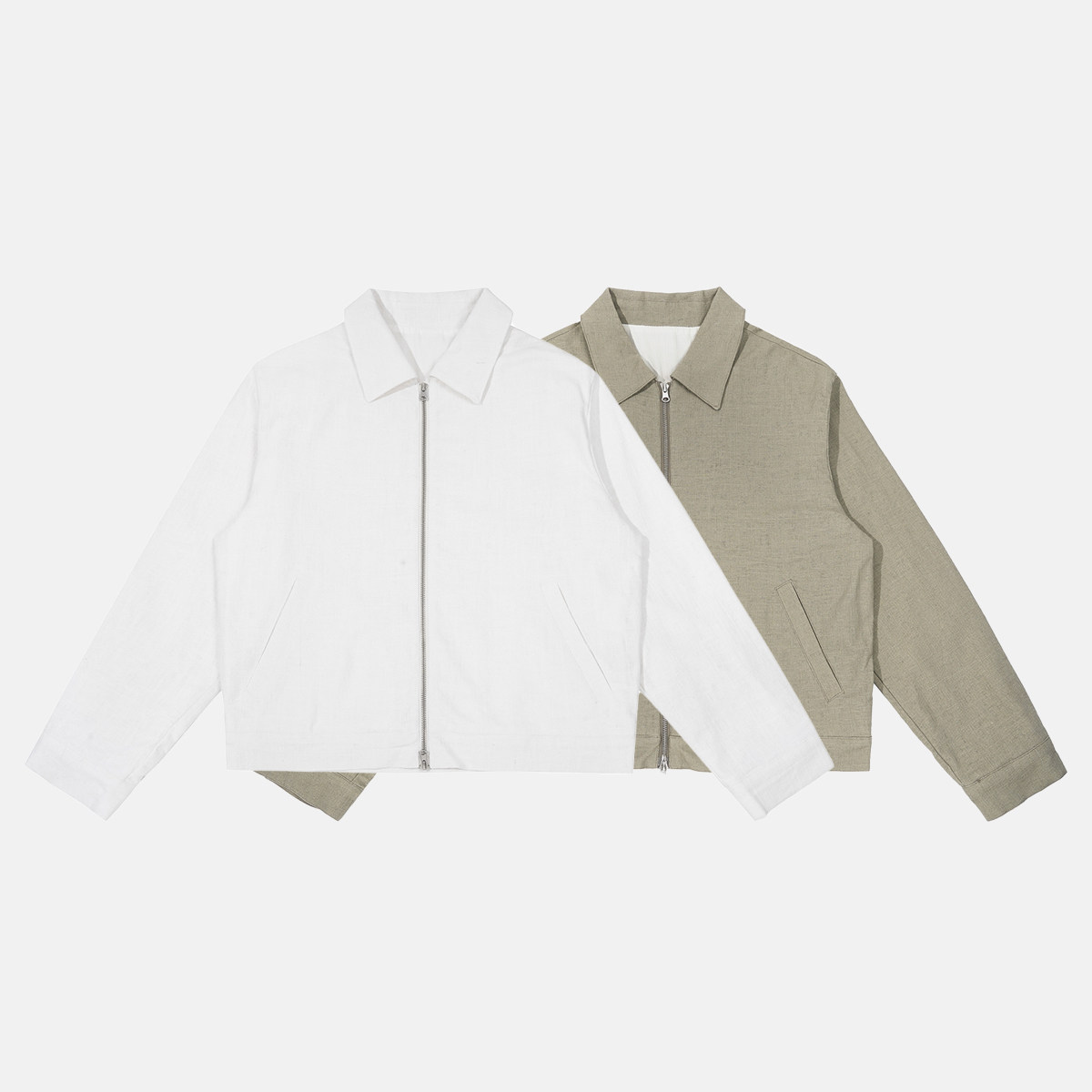 Unblank 25AW早秋轻奢亚麻休闲老钱极简夹克翻领短款哈灵顿外套