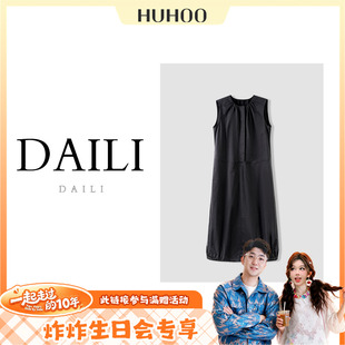 【呼呼专享】无袖连衣裙女黑色圆领宽松休闲质感穿搭DL2605019