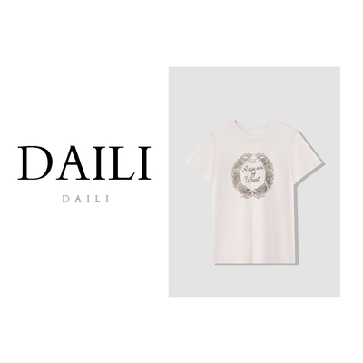 黛利新款时尚圆领短袖气质休闲百搭字母T恤女DL2603015